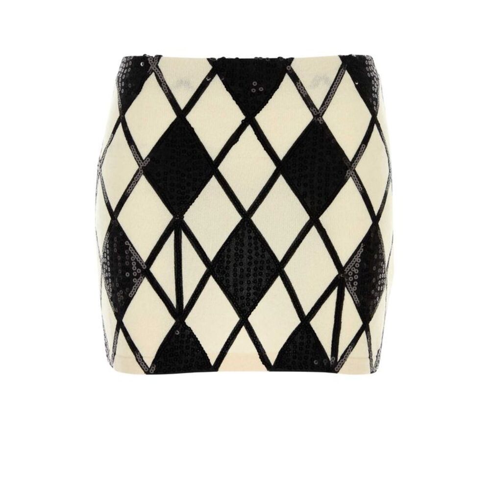 Blumarine Women Embroidered Wool Blend Mini Skirt